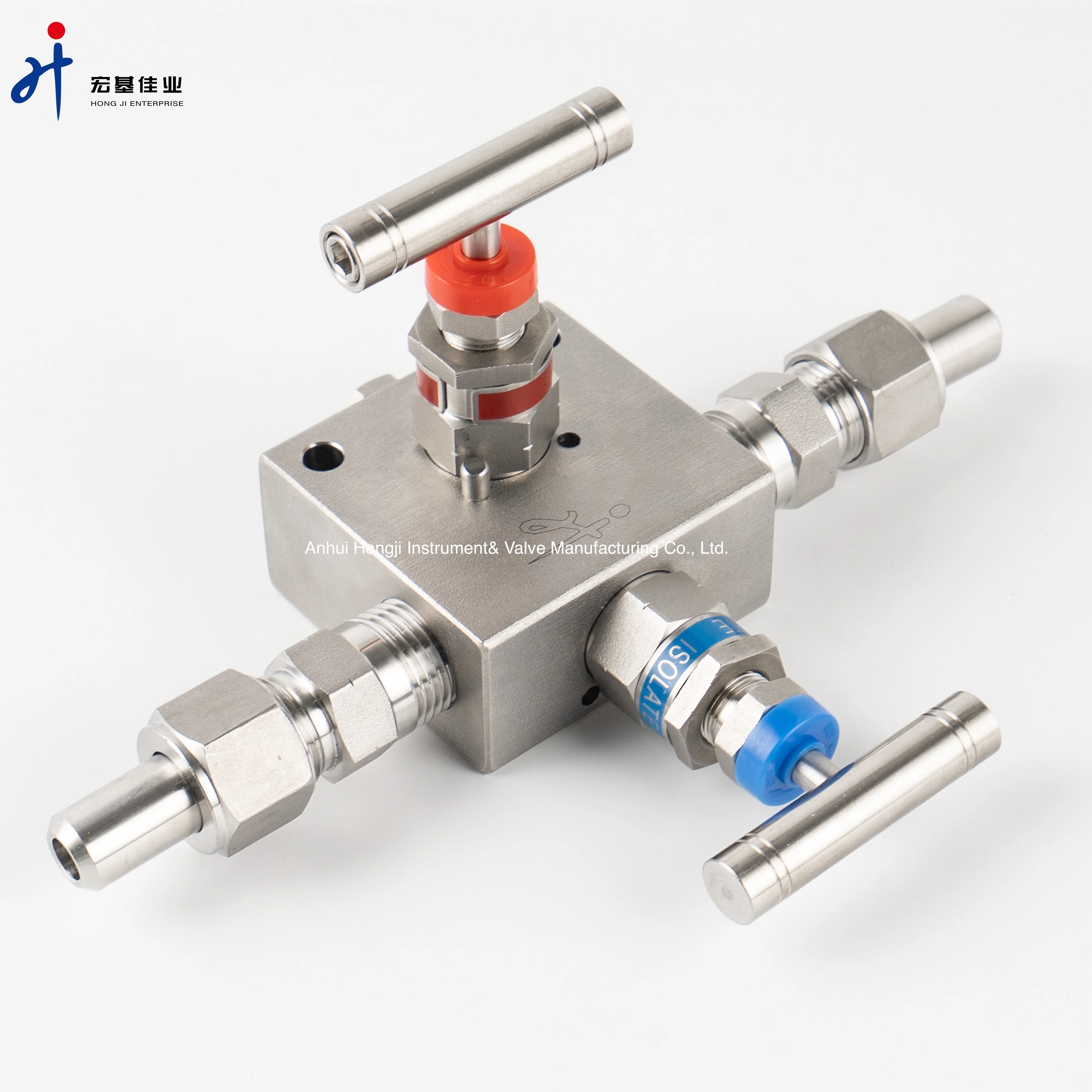 316L Stainless Steel Elbow Type 2 Way Manifold Valve Configuration NPT Thread Gauge Manifold