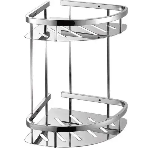 Modern 304 Stainless Steel 2-Tier Wall-Mounted Shower Caddy ABS Corner Metal Kitchen Bathroom Shelf Organizer Aluminum Home Use