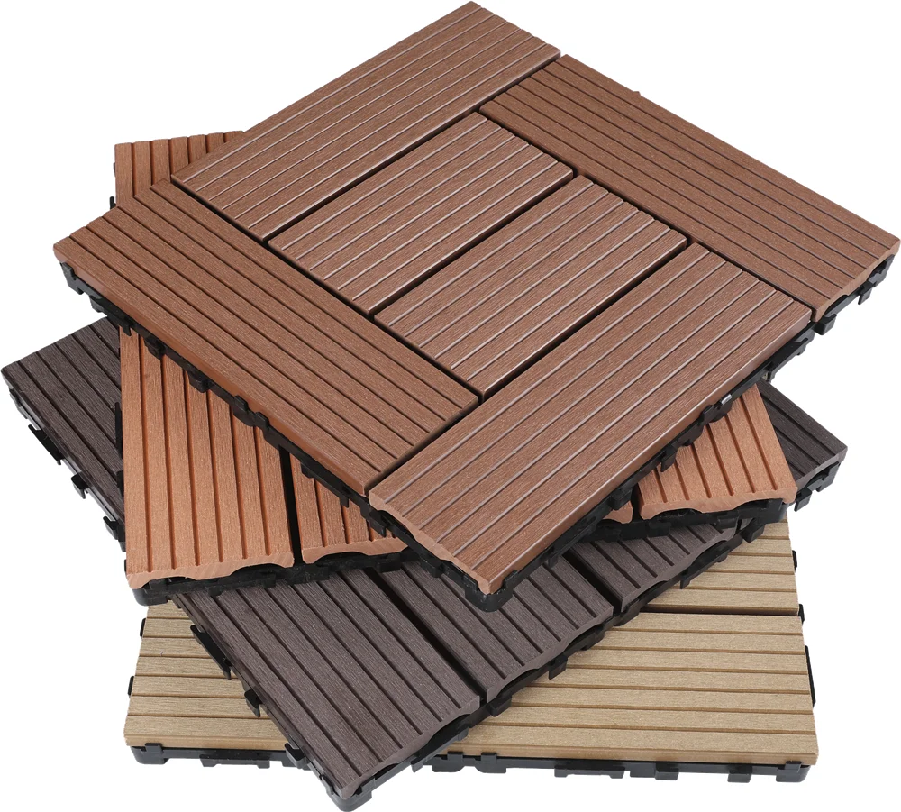 China Supplier Lvsen Interlocking Diy wpc decking tile Wpc Floor 30X30x2.5cm decking tiles outdoor tiles