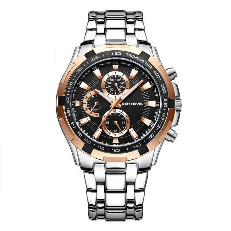 Cross-border foreign trade luxury quartz three-eye six-pin precision steel watch fashion watch male