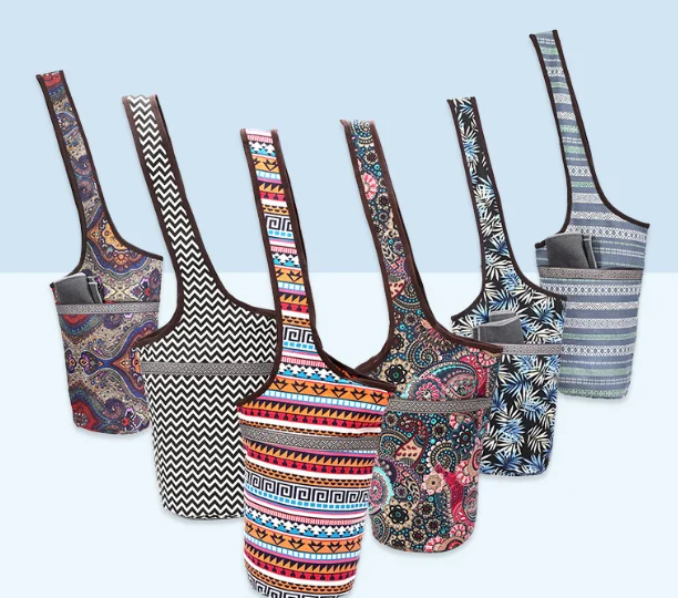 
Wholesale eco friendly large capacity pocket folded canvas custom printed travel yoga mat bag with logo 