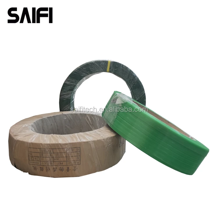 Manufacturer 16 mm plastic embossed green strapping waste pet strap for machine use