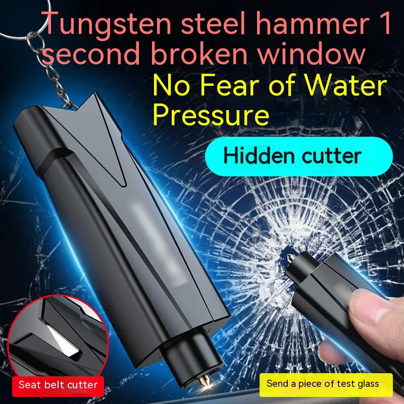 Hot-selling car emergency tools key chain rescue tools seat belt cutter car safety hammer female self-defense window crusher