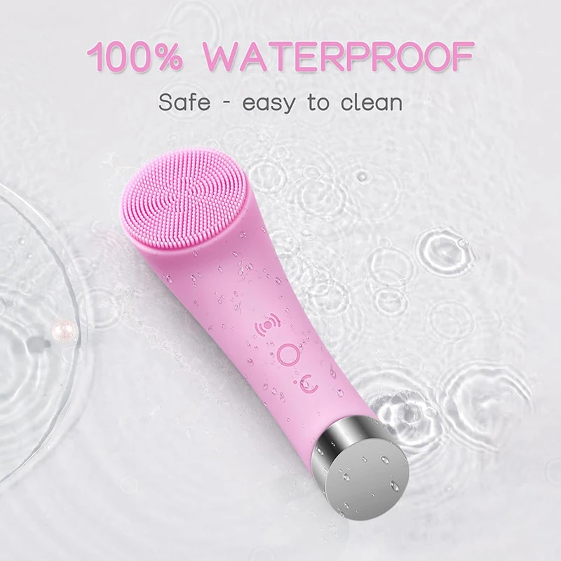 Electric Silicone Massage Facial Washing Machine with Constant Temperature Heating Base Facial Cleansing Brush