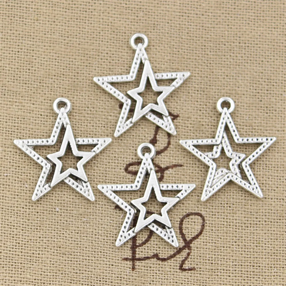 Charms star pentagram 23x20mm Handmade Making fit,Vintage Tibetan Silver Color Pendants,DIY For Bracelet Necklace