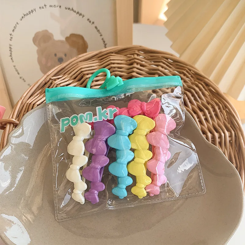 Wholesale Plastic Alligator Hair Sectioning Clips candy color hair bow with elastic band plastic hair bow