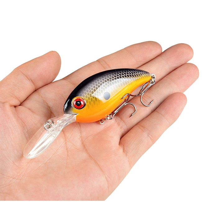 3D Eyes Fishing Lure Hard Bait Bass Crankbait Sharp Tackle Fishing Lures with Long Plastic Lip Floating Minnow Hard Bait