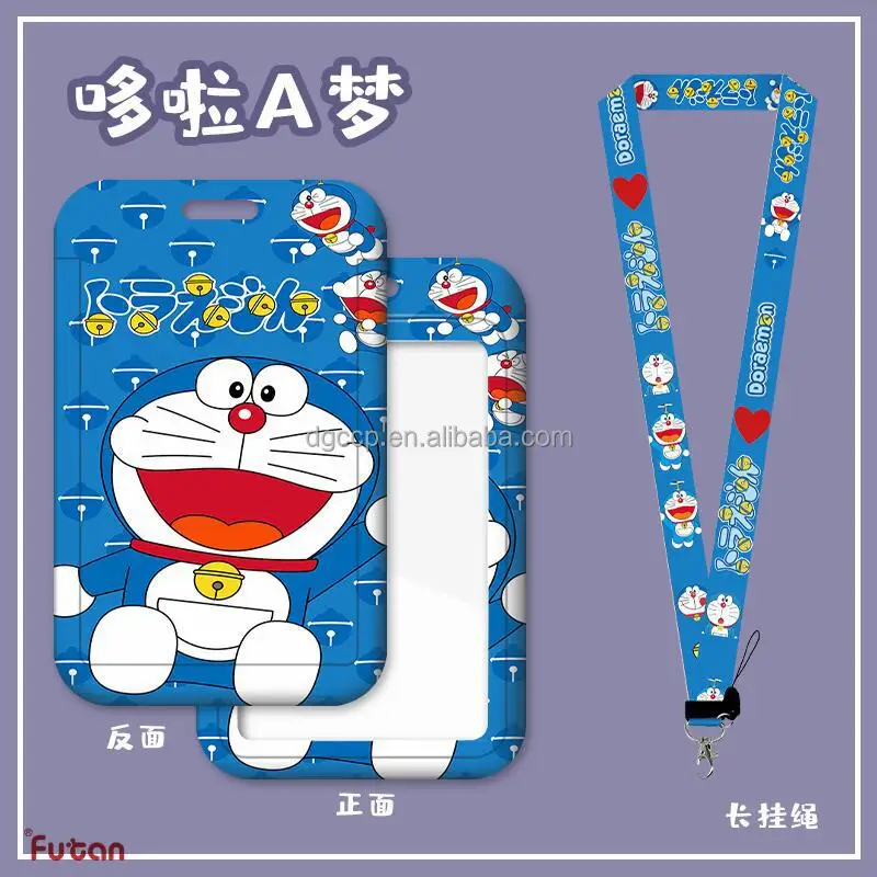 Pika-chu Dorae-mon KT Japanese anime Card Holder Lanyard Anti-Lost Name Badge Bus Work ID Card Case with Lanyard