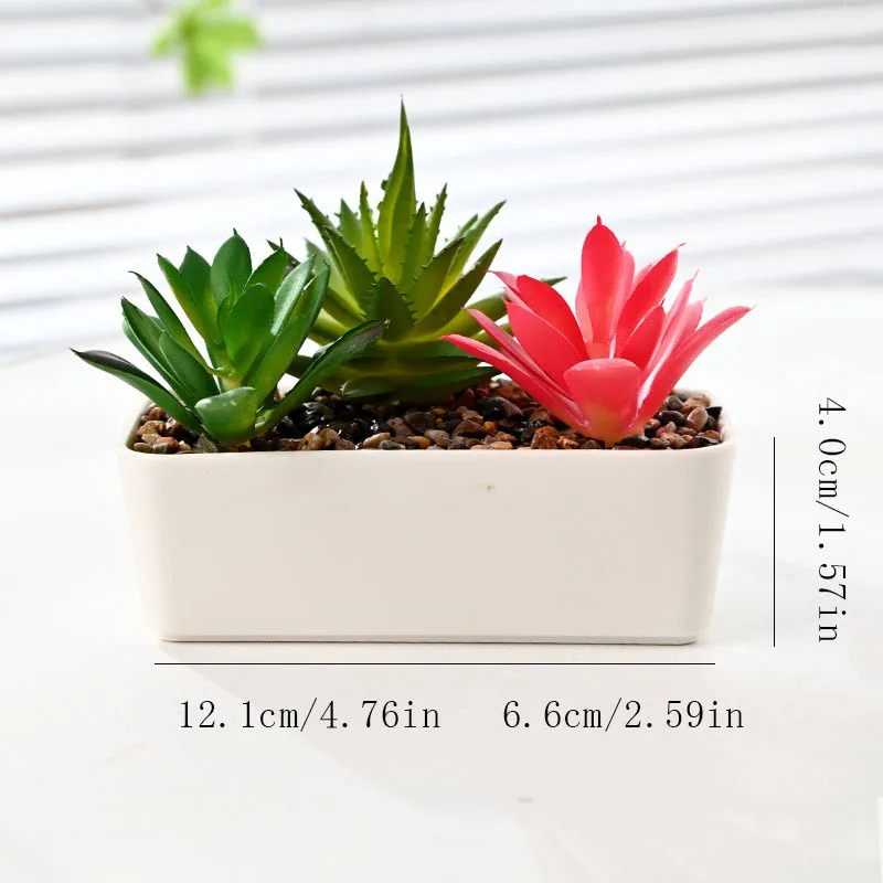 Ceramic flowerpot New white creative succulent flower bamboo tray potted plant roman style flower pot