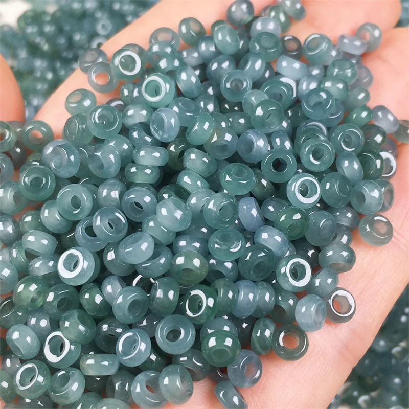Natural jade donut big hole 5.5mm jadeite doughnut pendant beads