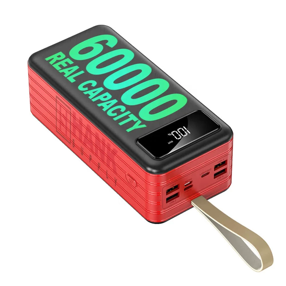 
Best Selling Super Large Capacity 60000 mAh Power Bank 60000 60000mAh Powerbank Three Input Four USB Output 