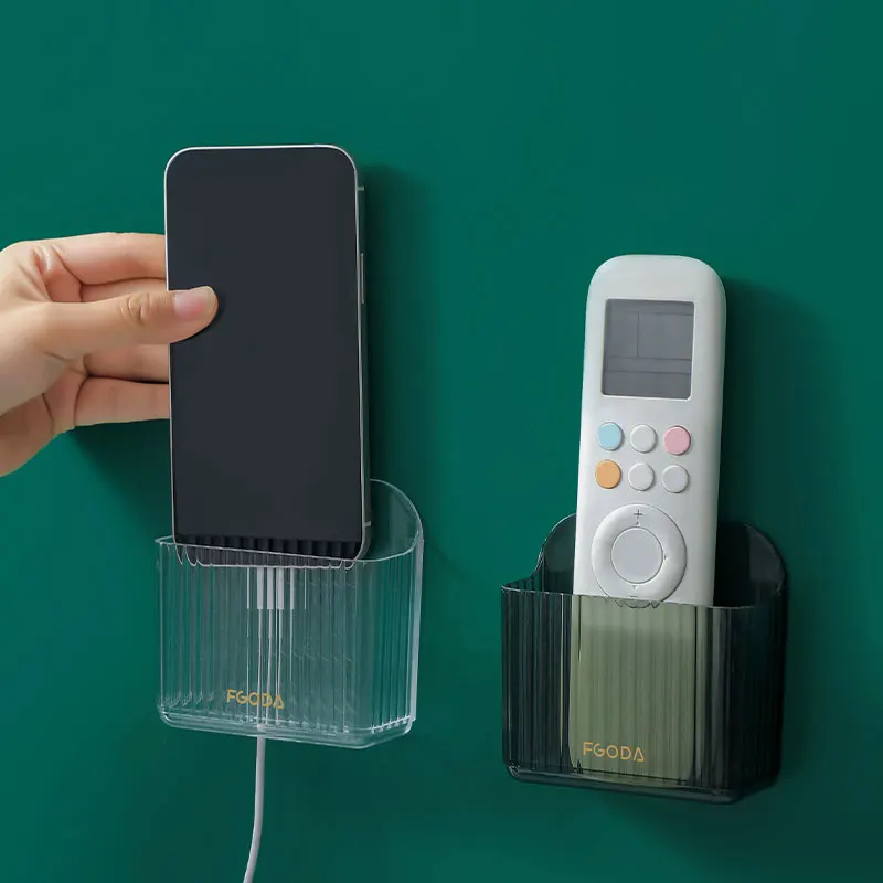 Прозрачный пластиковый настенный многоцелевой держатель для телефона универсальный ящик хранения с дистанционным управлением Подставка зарядки крючком