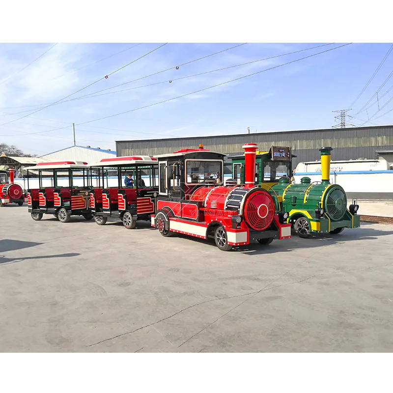 Tourist gasoline engine Sightseeing Attraction Rides red  27 seats Playground Resort Kids Trackless Train