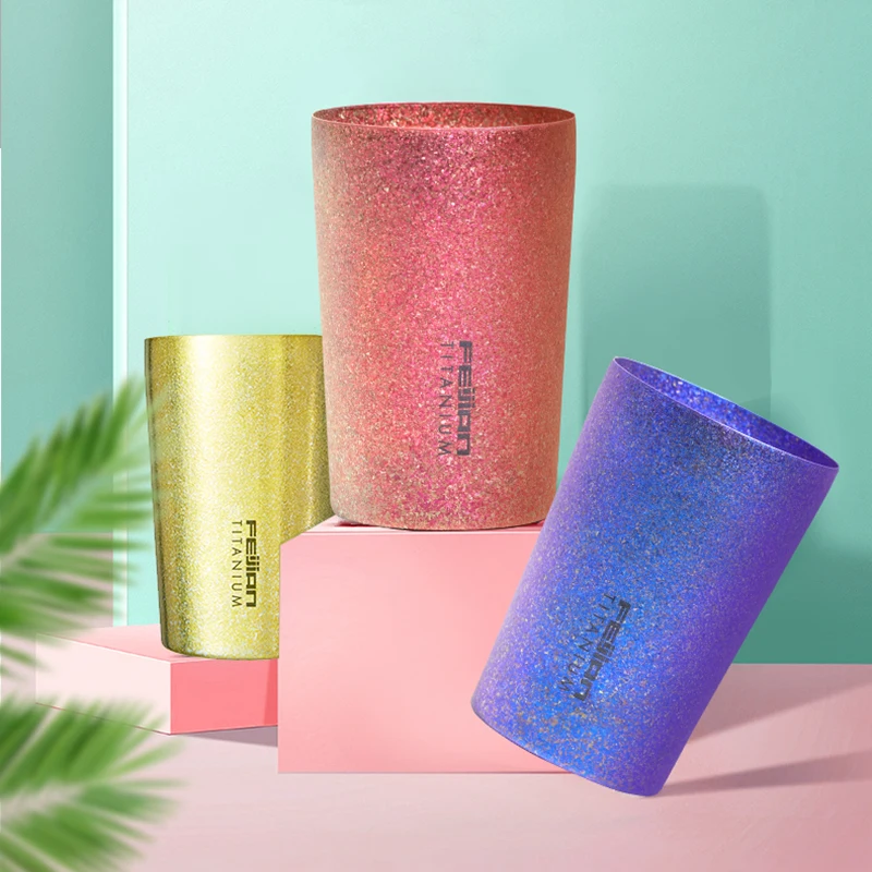 Стакан для воды из чистого титана с алмазной поверхностью окисляющий вакуумный антикоррозийный ультралегкий бактерицидный стакан подарка