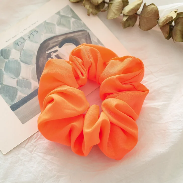 Hot sale chiffon scrunchies fluorescent color scrunchies hair ties holder for women accessories