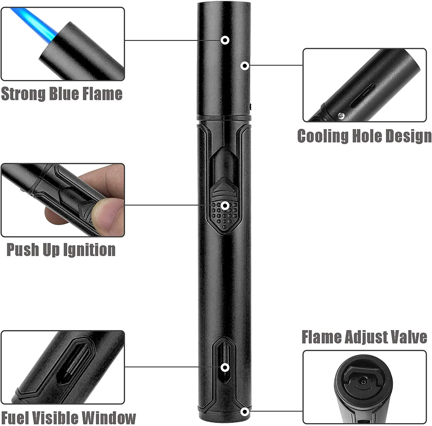 Best selling cigar product single jet flame refillable butane lighter
