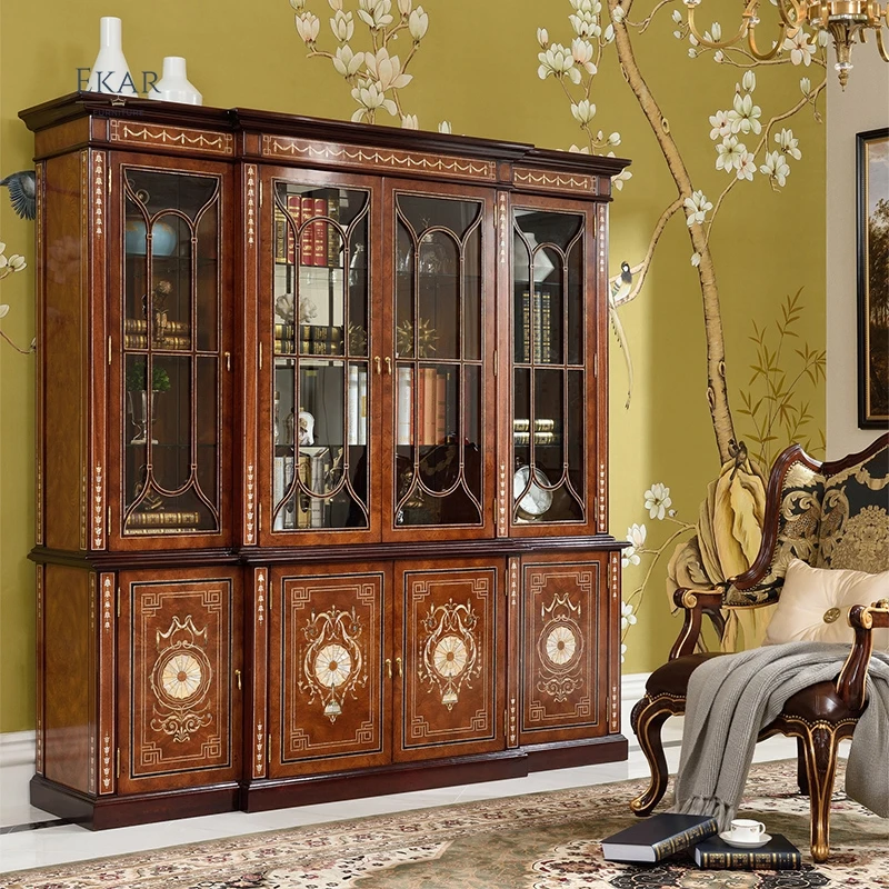 Italian Style Classic Hand Carved Oval Solid Wood High Gloss Paint Black Antique Home Office Desk