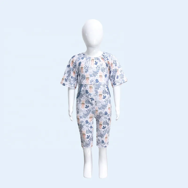Wholesale Customization Kids Clothes Set Baby Girls Printed Toddler Girls Jumpsuits With Pockets