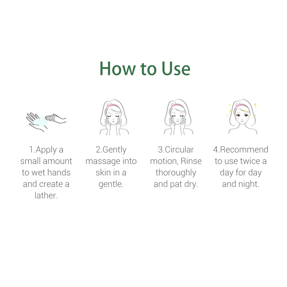 BREYLEE Tea Tree Oil Salicylic Acid Facial Cleanser Remove Acne Oil Control Facial Cleaning Cream Acne Treatment Facial Cleanser