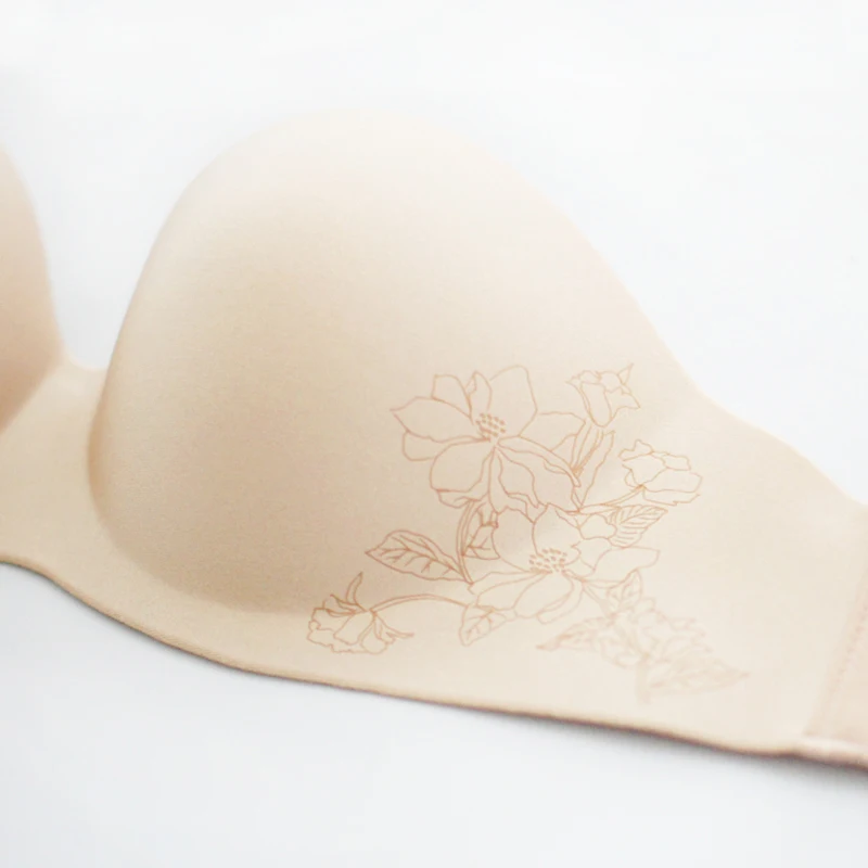 Side Closure Gathering Bra Women Invisible Seamless Sexy One-piece Underwear