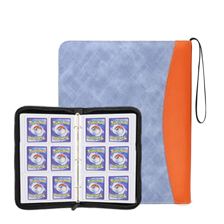 PU Leather Zippered Trading Card Folder Binder Album Zipper Baseball 9 pockets Custom Trading Card Binder