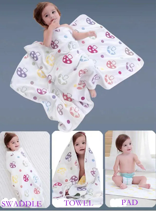 Factory Price Jacquard Baby Cotton Muslin Swaddle Blanket Wrap 6 Layer For Newborn