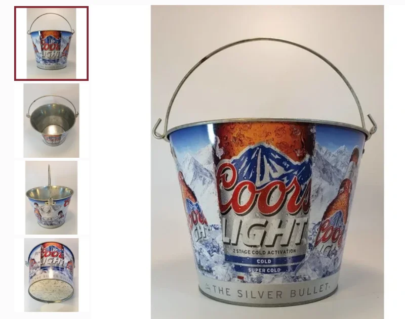 High quality beer bucket holds about 6 beers personalized logo metal wine bucket beer bucket with handle for party bar