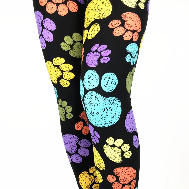 Make Your Own Brand 92 Polyester 8 Spandex Milk Silk Soft Brushed Fashion Women Dog Paw Printing Kids Leggings