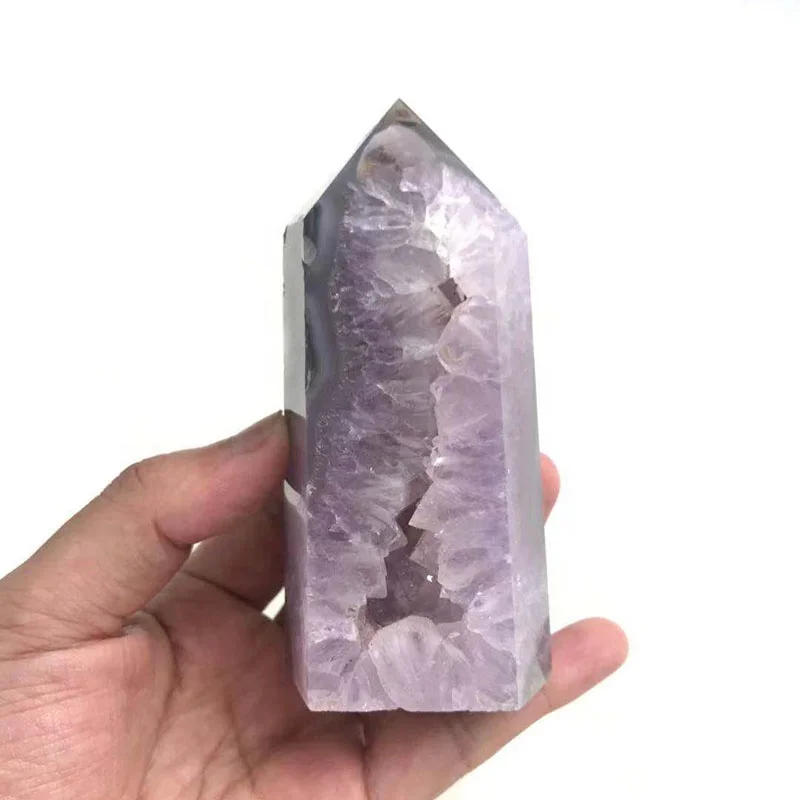 
Wholesale natural feng shui folk crafts amethyst druzy tower crystal tower healing stone for decoration 