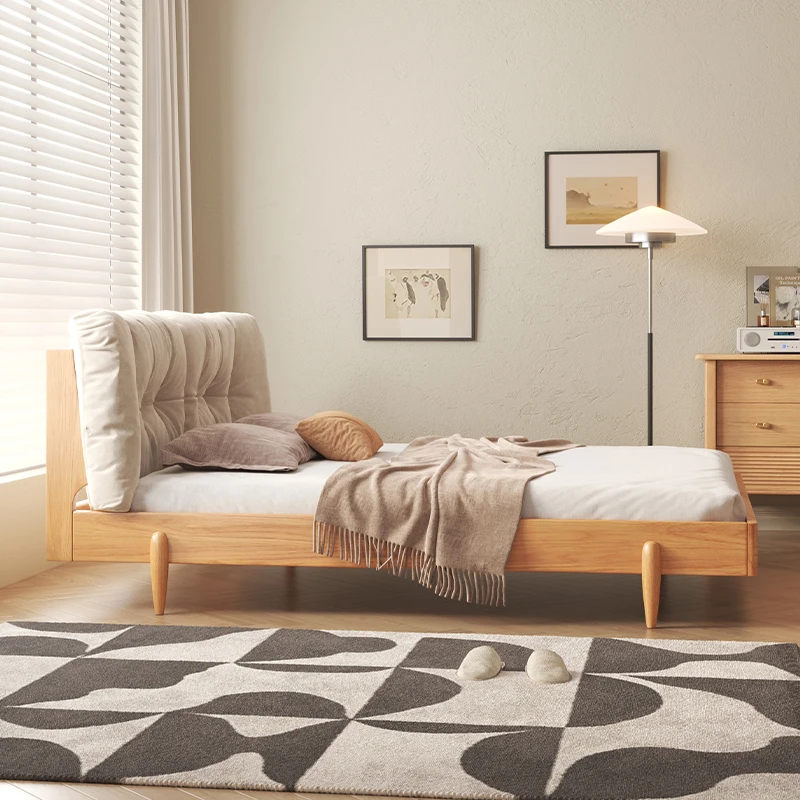 OEM gas lift solid wood frame double bedroom furniture multifunction Wooden bed