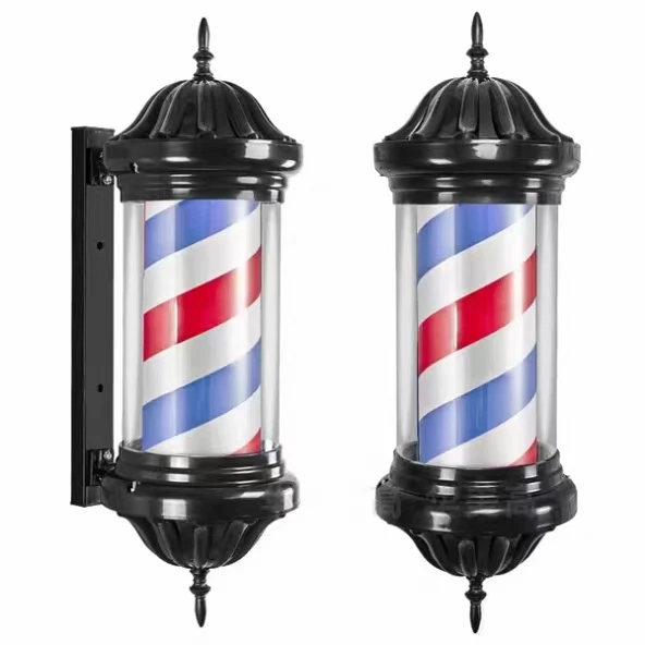 Factory Hot Sell LED Black barber pole antique Hair Salon Sign Barber Shop lights for barbershop