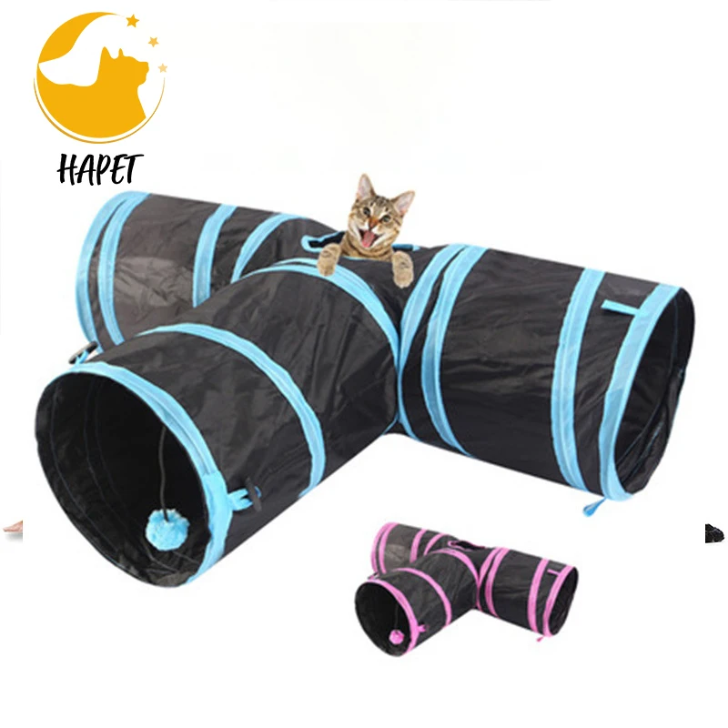 Collapsible Cat Kitten Tunnel Toys 3 Holes cat tunnel outdoor Playing