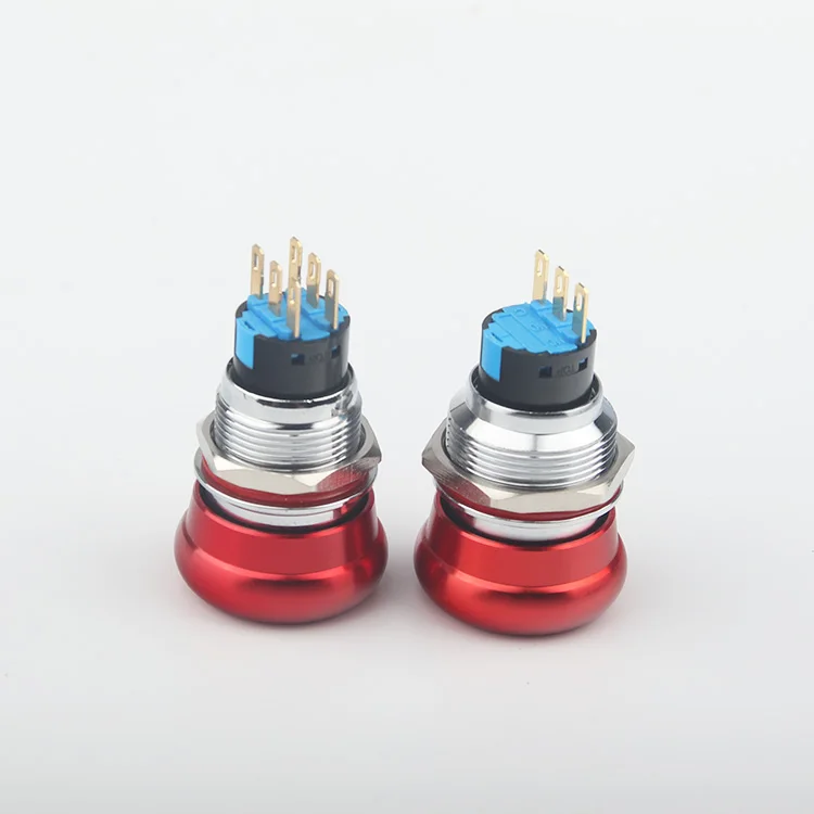 22MM  red mushroom metal rotary latching power control switch waterproof emergency stop button switch