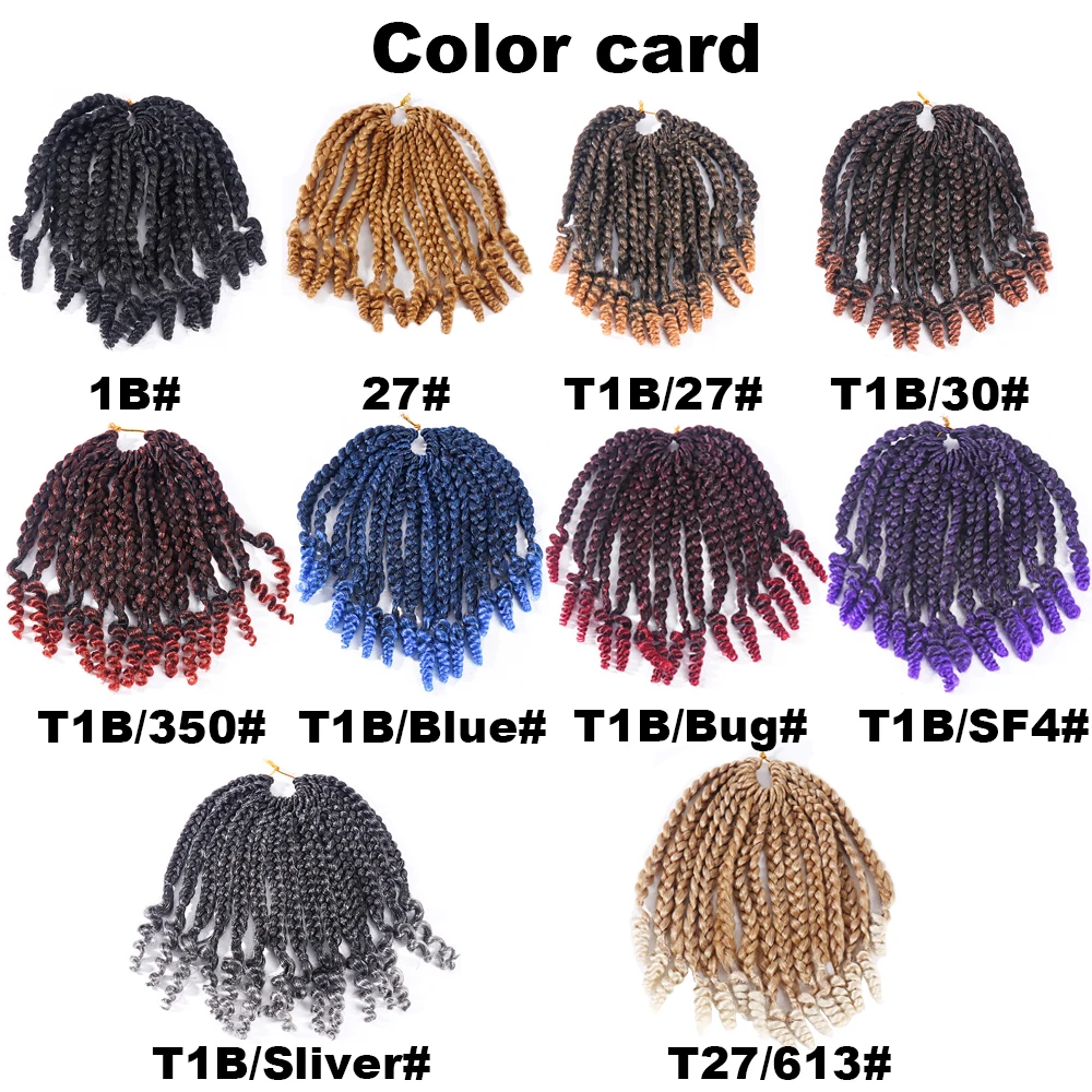 Wholesale colorful 10inch crotchet braids short box braids crochet hair with curly end premium fiber braiding hair vendors