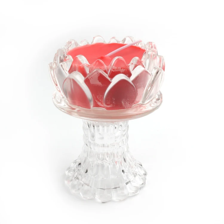 Hand-made crystal lotus church dedication candle stand glass