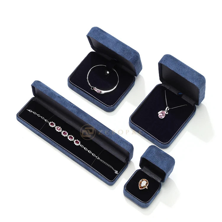 Factory wholesale velvet gift jewellery jewelry packaging box personalised jewellery boxes with logo custom for ring/bracelet
