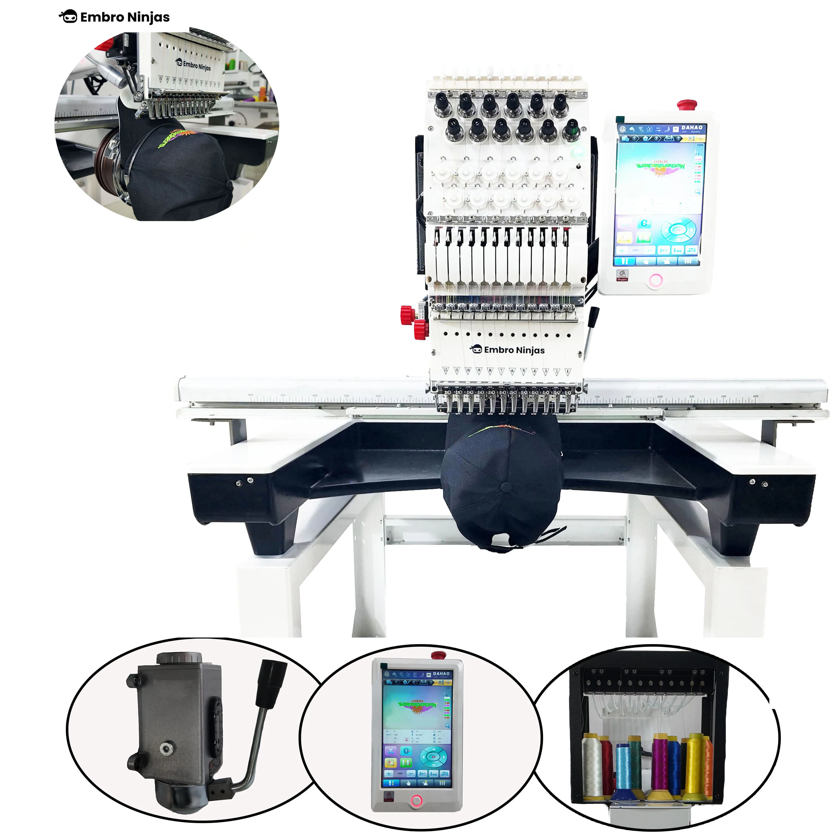 Профессиональная вышивальная машина Embro Ninjas компьютеризированная 2 вышивальные головки скорость 1200 об./мин. стержень подшипника двигателя