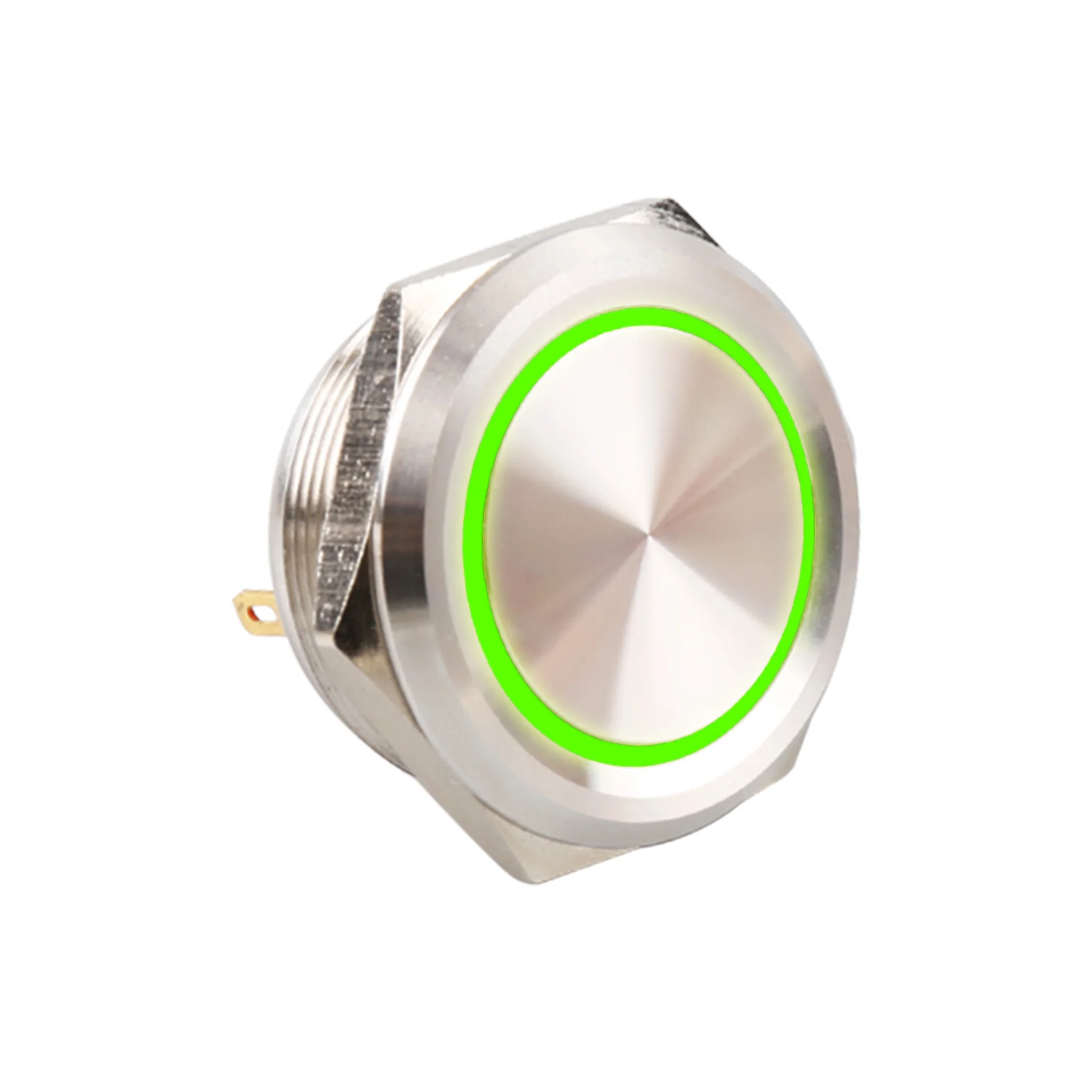 30mm push button rgb metal industrial 12vdc ip67 ring led green illuminated switch