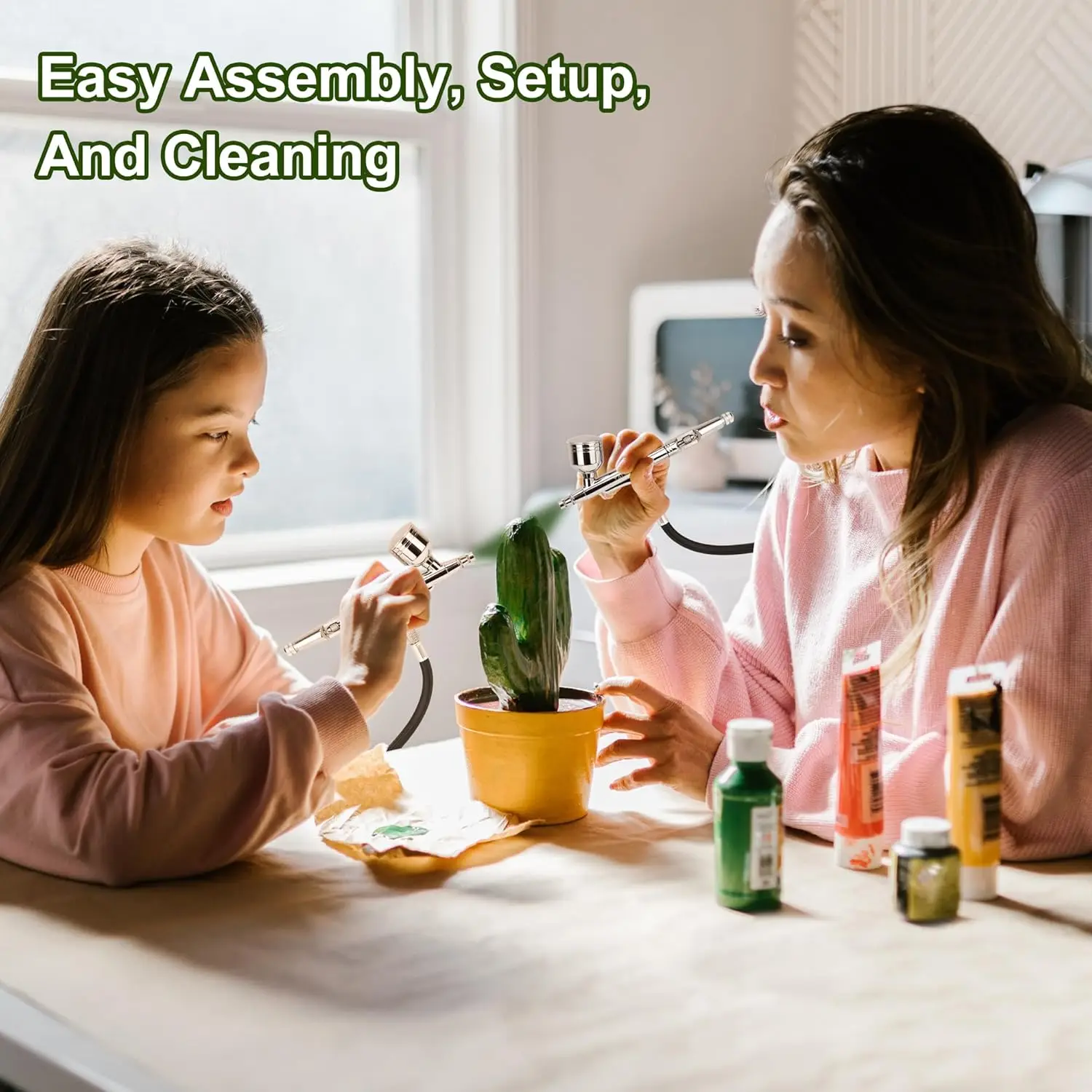 TALERLUV High Quality Easy-to-Use Smart home  Airbrush Tool Set Kit with Air Compressor High Pressure Air Brush Non-Clogging