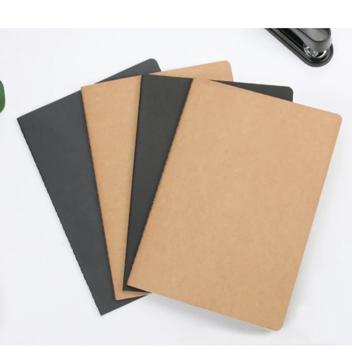 a4 a5 a6 b5 sewing binding blank lined black brown kraft paper composition notebook