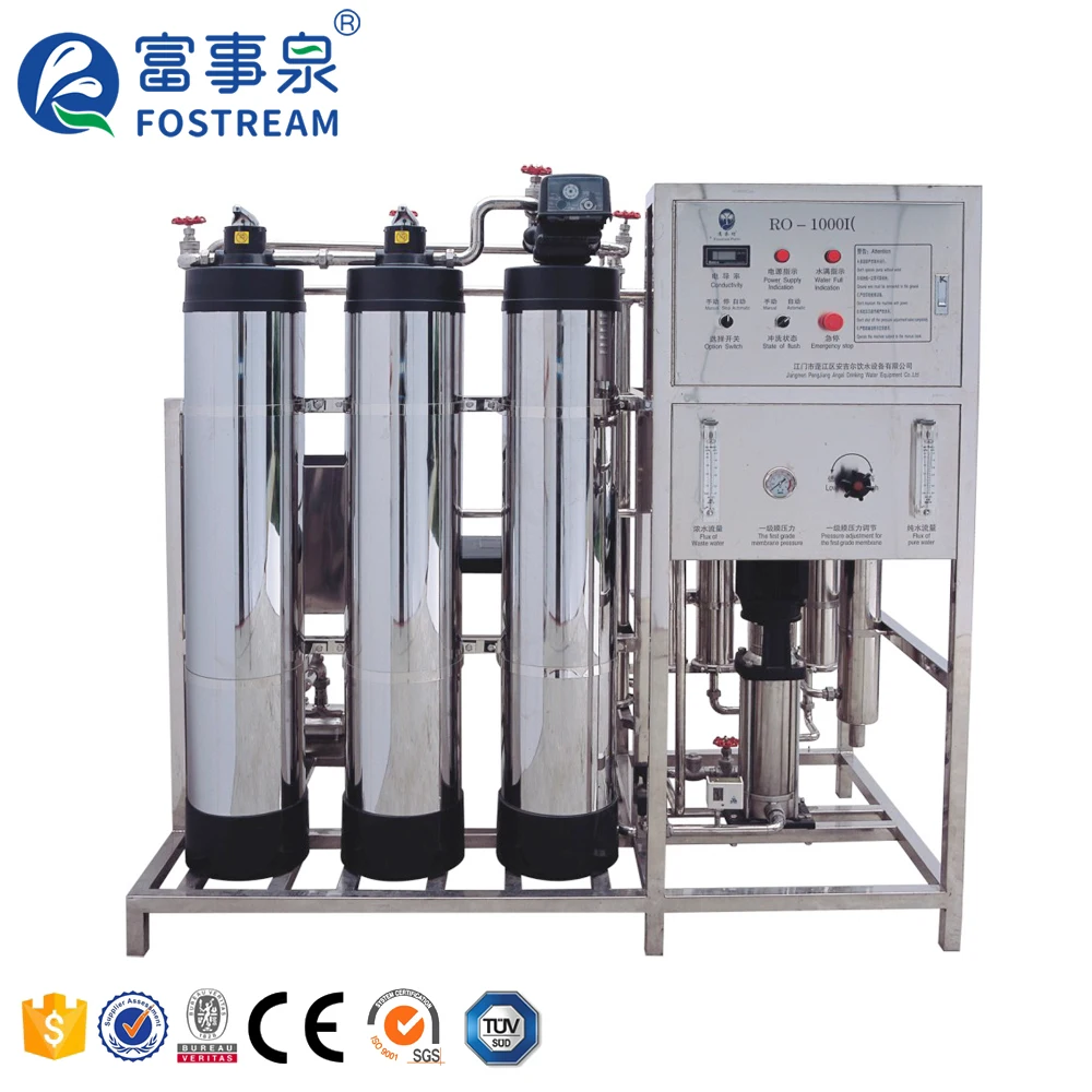 1 Ton Per Hour Drinking Water RO Treatment Equipment Pure Mineral Drinking Water Reverse Osmosis System