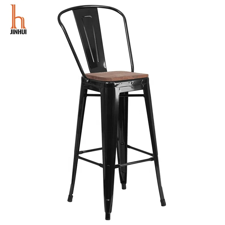 
Modern High Back Steel Dining Chairs Metal Bar stools Dining Counter Height Chairs Set of 4 with Removable Backrest 