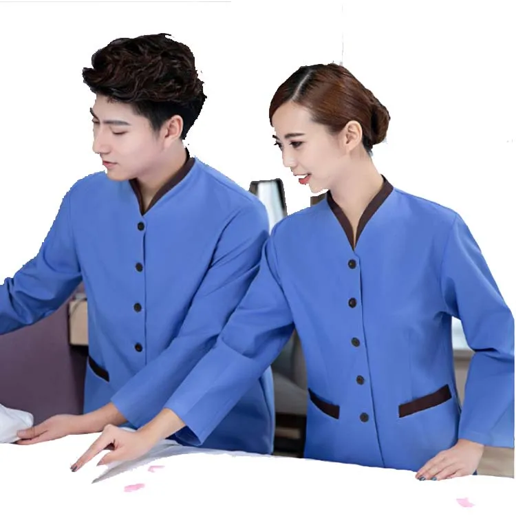 Custom hotel house keeping uniform embroidery logo restaurant waiter workwear (62446430706)