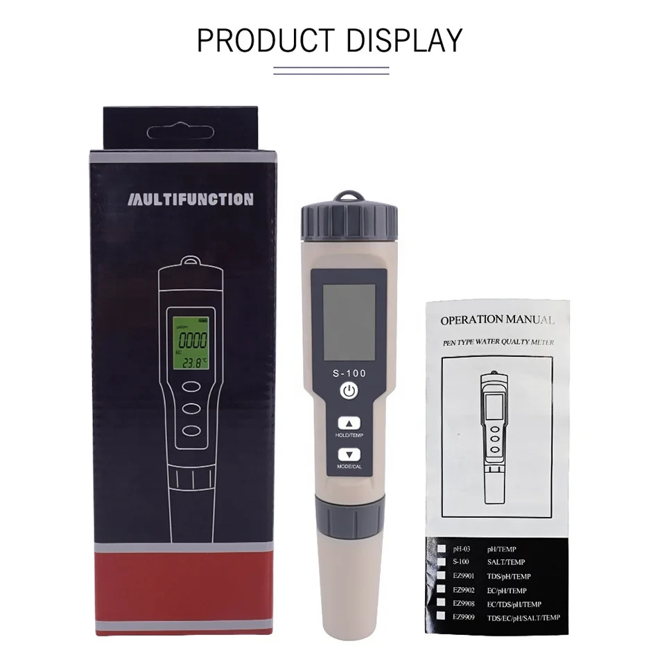 M2U S-100 4 in 1EC TDS temp and Salinity meter salinity measurement instrument with backlight