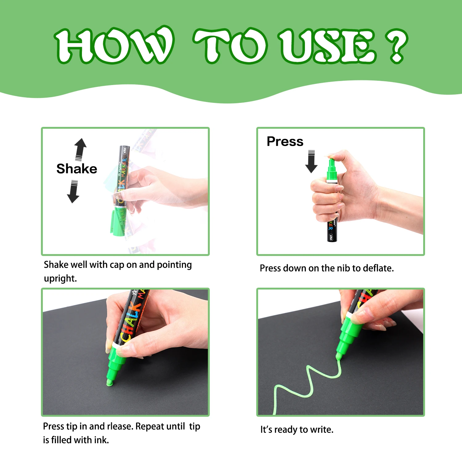 Hot Sale Erasable  Reversible Tips Liquid Chalk Markers For Kids & Adults for Chalkboard