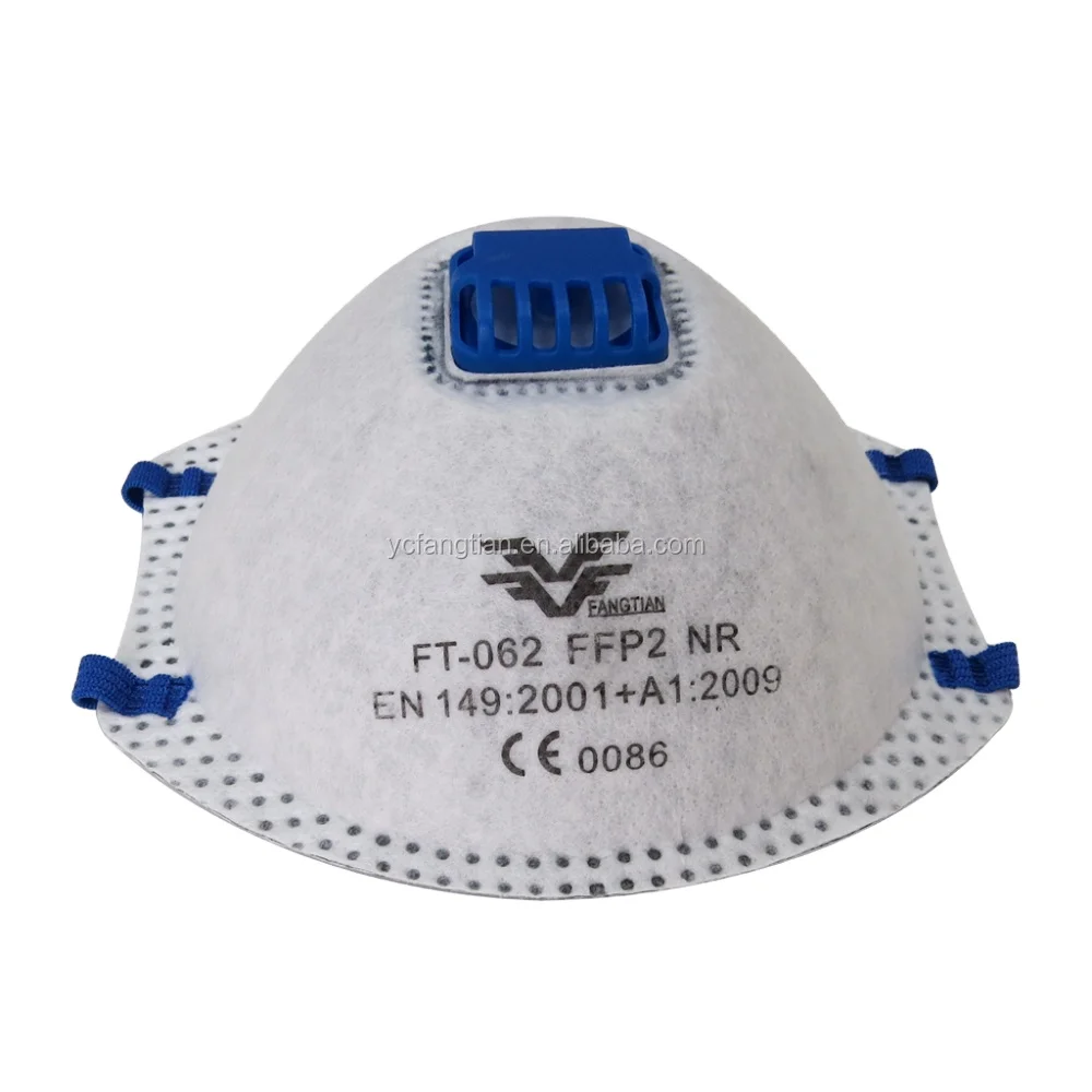 Durability CE FT-062 FFP2 NRD Cup Shaped Dust Mask With Active Carbon Inside To Guard Against Breathing In Dirt
