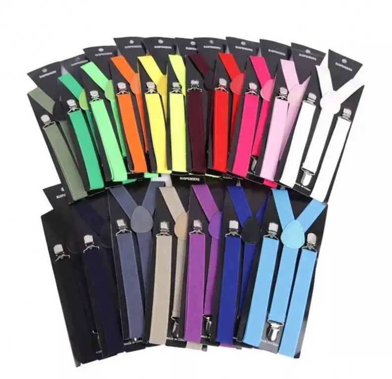 2.5X100CM Candy Color man women Adjustable Pants Y-back Suspender Brace Elastic Clip-on Belt Adjustable Braces Suspenders Straps
