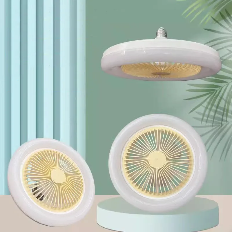 New small LED ceiling fan with remote control e27 screw mouth bedroom energy-saving and silent fan light