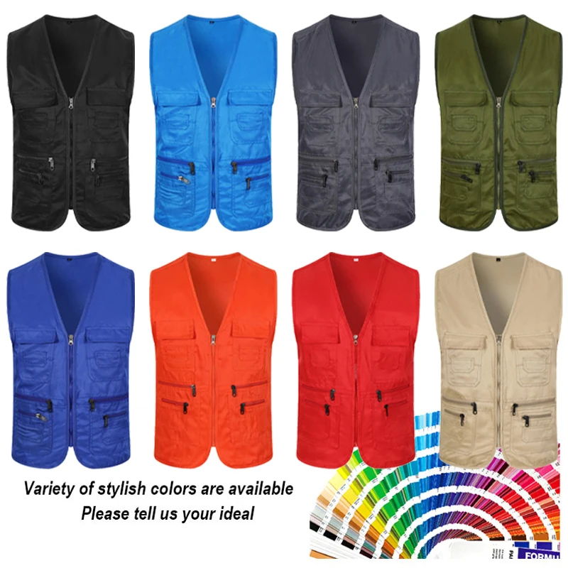 Custom Volunteer Vest With Logo Wholesale Multi Pocket Advertising Shirt Waterproof  Safety Work Clothes Journalist Vest
