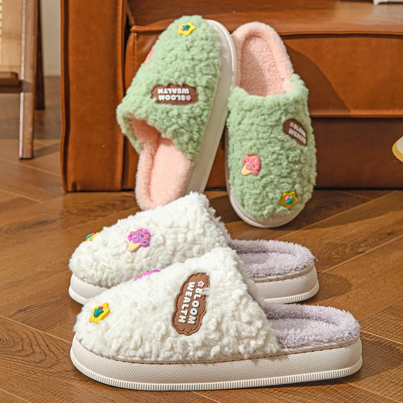 Winter Designer unisex slippers 3d pink slippers for women furry plush warm eva rubber slippers